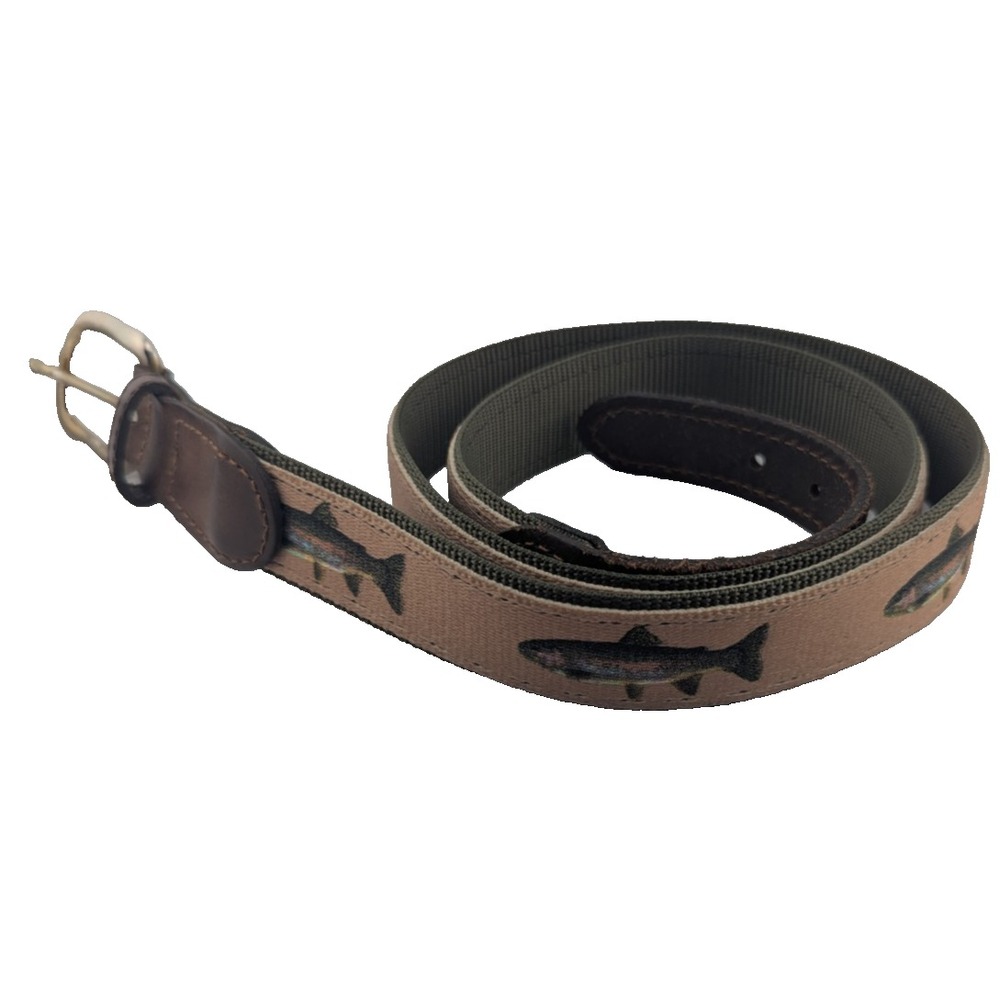 Vintage Bison Leather Trout Fishing Belt Brown Brook Cutthroat Rainbow 38 Frat